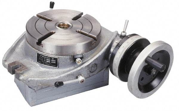 Phase II - 12" Table Diam, Horizontal Rotary Machining Table - 4MT Center Taper, 0.545" T-Slot Width - Exact Tool & Supply