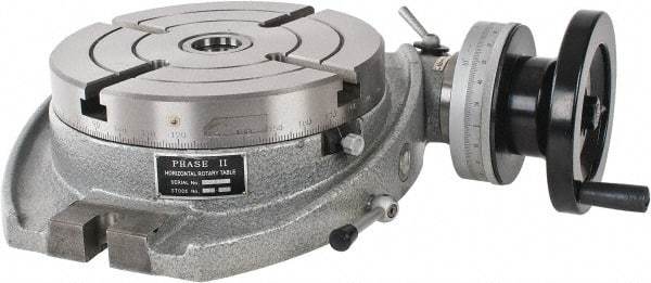 Phase II - 8" Table Diam, Horizontal Rotary Machining Table - 3MT Center Taper, 0.465" T-Slot Width - Exact Tool & Supply