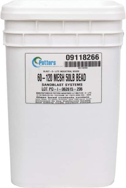 Made in USA - Medium Grade Smooth Glass Bead - 60 to 120 Grit, 50 Lb Pail - Exact Tool & Supply