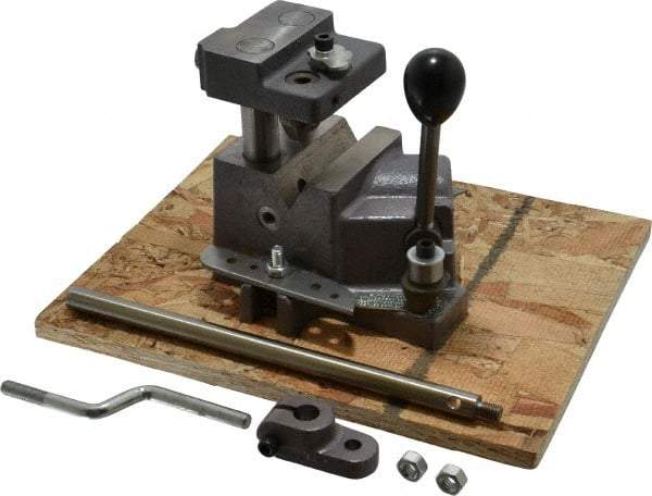 Heinrich - 1/8 to 3/4" Vee Capacity, Manual Cross Hole Jig - 9-1/4" Long x 6-1/16" Wide x 5-1/4" High, 5/16 & 1/2" ID of Furnished Liners - Exact Tool & Supply
