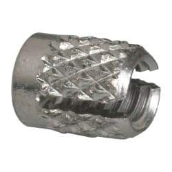 E-Z LOK - #6-32 UNC Stainless Steel Flush Press Fit Threaded Insert for Plastic - 1/4" OAL, 0.199" Insert Diam, 3/16" Hole Diam, 3/16" Drill - Exact Tool & Supply