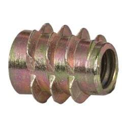 E-Z LOK - 1/4-20, Zinc Alloy Flush Hex Drive Insert - 23/64" Drill, 0.3543" Hole Diam, 0.512" Long, 1/2" Min Grip, M6 Hex - Exact Tool & Supply