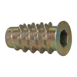 E-Z LOK - #10-24, Zinc Alloy Flanged Hex Drive Insert - 9/32" Drill, 0.2756" Hole Diam, 0.7874" Long, 3/4" Min Grip, M5 Hex - Exact Tool & Supply