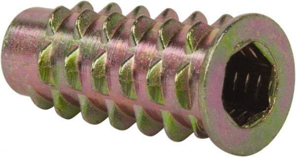 E-Z LOK - 1/4-20, Zinc Alloy Flanged Hex Drive Insert - 23/64" Drill, 0.3543" Hole Diam, 63/64" Long, 1" Min Grip, M6 Hex - Exact Tool & Supply