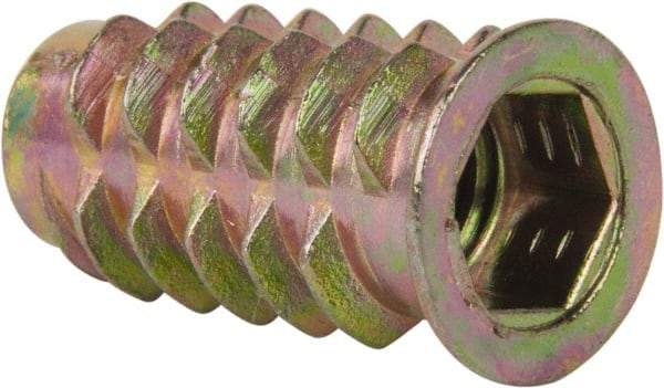 E-Z LOK - 5/16-18, Zinc Alloy Flanged Hex Drive Insert - 7/16" Drill, 0.4331" Hole Diam, 63/64" Long, 1" Min Grip, M8 Hex - Exact Tool & Supply