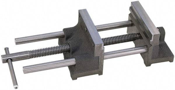 Heinrich - 10" Jaw Opening Capacity x 2-1/2" Throat Depth, Horizontal Drill Press Vise - 8" Wide Jaw, Stationary Base, Standard Speed, 18" OAL x 5" Overall Height - Exact Tool & Supply