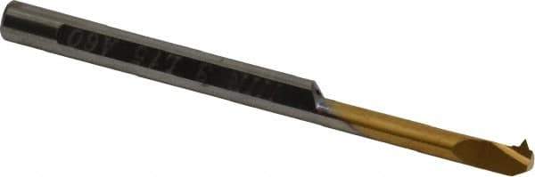 Carmex - 0.59" Cutting Depth, 24 to 32 TPI, 0.13" Diam, Internal Thread, Solid Carbide, Single Point Threading Bar - TiN Finish, 1-1/2" OAL, 3mm Shank Diam, 0.024" Projection from Edge, 60° Profile Angle - Exact Tool & Supply
