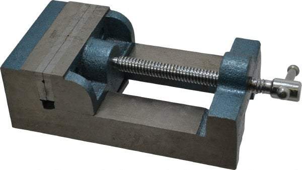 Interstate - 3-3/4" Jaw Opening Capacity x 1-13/64" Throat Depth, Horizontal Drill Press Vise - 4-1/2" Wide x 1.2" High Jaw, Stationary Base, Standard Speed, 10-1/4" OAL x 3" Overall Height, Cast Iron - Exact Tool & Supply