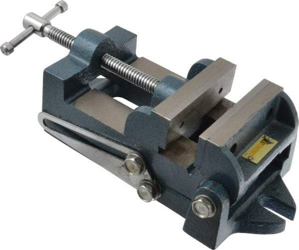 Interstate - 3-3/4" Jaw Opening Capacity x 1-3/4" Throat Depth, Angle Drill Press Vise - 4-1/2" Wide x 1.62" High Jaw, Stationary Base, Standard Speed, 10-15/16" OAL x 3.7" Overall Height, Cast Iron - Exact Tool & Supply