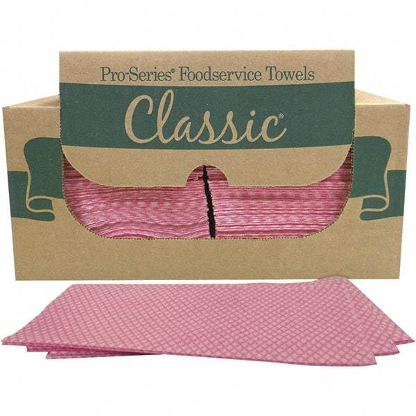 PRO-SOURCE - 1/4 Fold Food Service Wipes - Box, 22" x 12" Sheet Size, Pink - Exact Tool & Supply