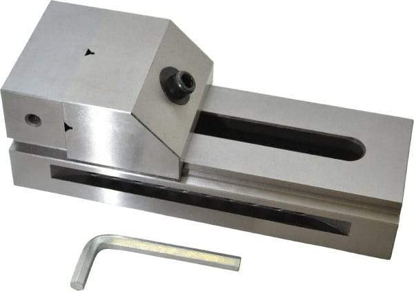 Interstate - 3-1/2" Jaw Width, 4-7/8" Jaw Opening Capacity, 1-9/16" Jaw Height, Toolmaker's Vise - Flat Jaw, 0.0002" Parallelism, 0.0002" Squareness, 9-1/4" OAL x 3.3" OAH - Exact Tool & Supply