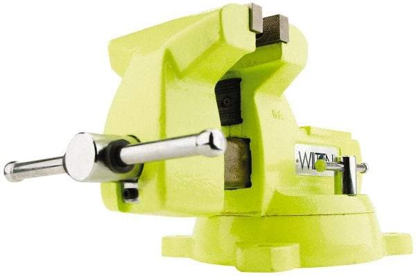 Wilton - 5" Jaw Width x 5-1/4" Jaw Opening Capacity, 3-3/4" Throat Depth, Bench & Pipe Combination Vise - 1/4 to 2-1/2" Pipe Capacity, Swivel Base, Bolt Down Attachment, Ductile Iron - Exact Tool & Supply