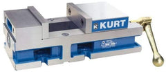 Kurt - 6" Jaw Width, 4" Jaw Opening Capacity, Horizontal Stationary Machine Vise - Manual Operation, 6,356 Lb Capacity, 1 Station, 14.88" Long x 4.6720" High x 1-31/64" Deep, 1.735" Jaw Height, 80 Lb Max Clamp Force - Exact Tool & Supply