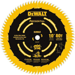 DeWALT - 10" Diam, 5/8" Arbor Hole Diam, 80 Tooth Wet & Dry Cut Saw Blade - Carbide-Tipped, Finishing Action, Standard Round Arbor - Exact Tool & Supply