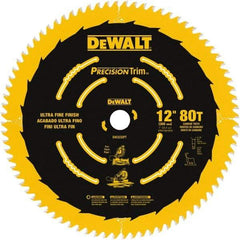 DeWALT - 12" Diam, 1" Arbor Hole Diam, 80 Tooth Wet & Dry Cut Saw Blade - Carbide-Tipped, Finishing Action, Standard Round Arbor - Exact Tool & Supply