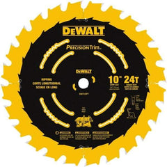 DeWALT - 10" Diam, 5/8" Arbor Hole Diam, 24 Tooth Wet & Dry Cut Saw Blade - Carbide-Tipped, Ripping Action, Standard Round Arbor - Exact Tool & Supply