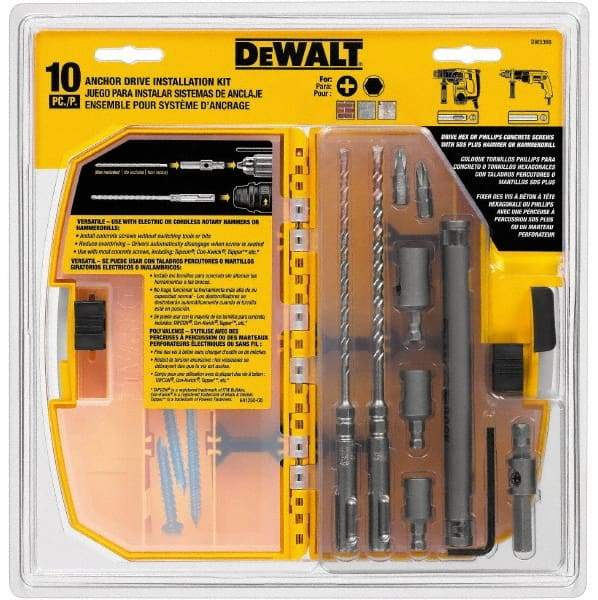 DeWALT - 10 Piece Carbide Tipped Masonry Anchor Installation Kit - For Use with SDS Rotary Hammers - Exact Tool & Supply