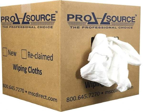 PRO-SOURCE - Wide Virgin Cotton Rags - White, Fleece and Sweatshirt, Low Lint, 10 Lbs. at 3 to 4 per Pound, Box - Exact Tool & Supply