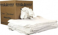 PRO-SOURCE - 19 Inch Long x 16 Inch Wide Virgin Utility Cotton Towels - White, Terry Cloth, Low Lint, 5 Lbs. at 3 to 4 per Pound, Box - Exact Tool & Supply