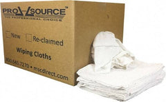 PRO-SOURCE - 19 Inch Long x 16 Inch Wide Virgin Utility Cotton Towels - White, Terry Cloth, Low Lint, 25 Lbs. at 3 to 4 per Pound, Box - Exact Tool & Supply