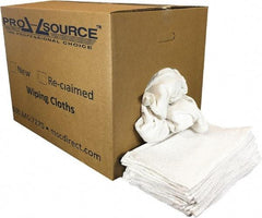 PRO-SOURCE - 19 Inch Long x 16 Inch Wide Virgin Utility Cotton Towels - White, Terry Cloth, Low Lint, 50 Lbs. at 3 to 4 per Pound, Box - Exact Tool & Supply