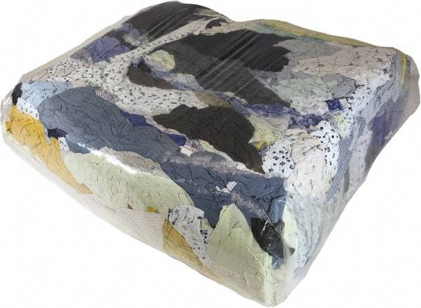 PRO-SOURCE - Reclaimed Poly/Cotton Rags - Assorted Colors, Low Lint, 50 Lbs. at 4 to 5 per Pound, Bale - Exact Tool & Supply