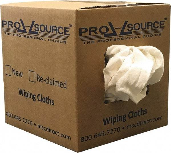 PRO-SOURCE - Reclaimed Cotton Polishing and Dust Cloths - White, Flannel, Low Lint, 5 Lbs. at 3 to 4 per Pound, Box - Exact Tool & Supply