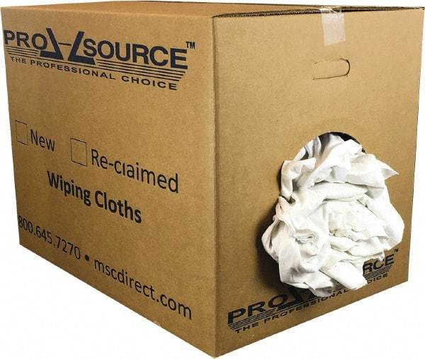 PRO-SOURCE - Virgin Cotton Rags - White, T-Shirt, Lint Free, Box - Exact Tool & Supply