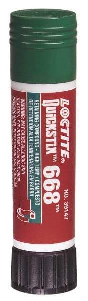 Loctite - 19 Gal Stick, Green, Low Strength Semisolid Retaining Compound - Series 668, 24 hr Full Cure Time, Heat Removal - Exact Tool & Supply