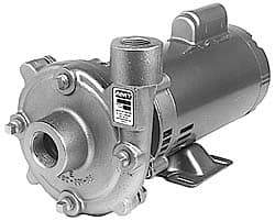 American Machine & Tool - 115/230 Volt, 1 Phase, 1/2 HP, Cast Iron Straight Pump - 1-1/4 Inch Inlet, 1 Inch Outlet, 86 Max Head psi, Bronze Impeller - Exact Tool & Supply