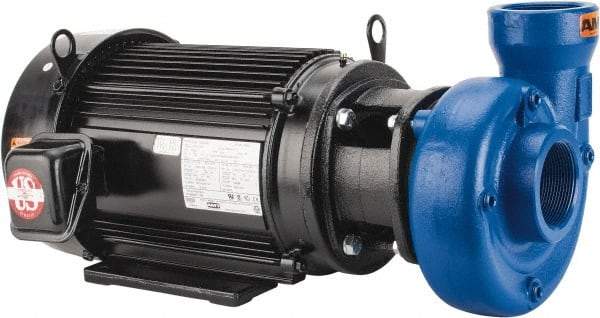 American Machine & Tool - 230/460V Volt, 3 Phase, 10 HP, Cast Iron Straight Pump - 3 Inch Inlet, 3 Inch Outlet, 98 Max Head psi, Stainless Steel Impeller, Buna-N Seal - Exact Tool & Supply