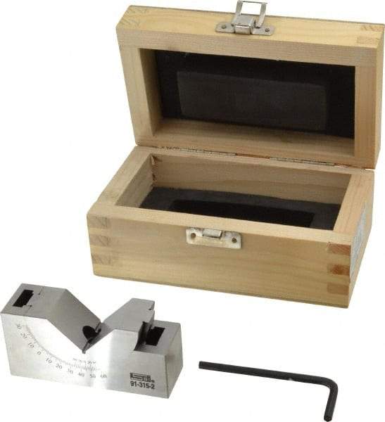 SPI - 3 Inch Long x 1 Inch Wide x 1-11/32 Inch High, Tool Steel, 0 to 60° Adjustable Angle Block - 10 Min Accuracy, 50-55 RC Hardness - Exact Tool & Supply