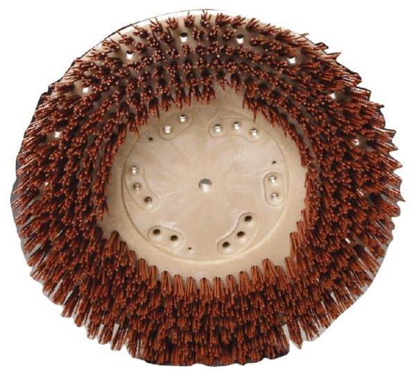 Made in USA - 13" Diam Floor Brush - 11" Machine, Orange Pad, Nylon - Exact Tool & Supply