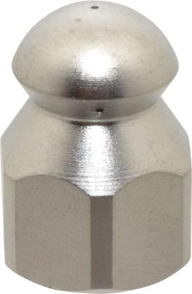 Value Collection - 4,200 psi Fixed, Stainless Steel, Sewer Pressure Washer Nozzle - 6mm Orifice Diam, 1/4" Thread, FPT, Polished - Exact Tool & Supply