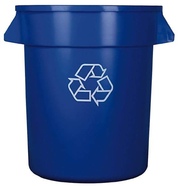 Continental - 20 Gal Blue Round Recycling Container - Polyethylene - Exact Tool & Supply