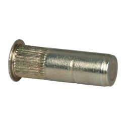 Made in USA - 1/4-20, 0.39 Insert Diam, 1.19" OAL, Knurled Body Closed End Threaded Insert - 0.3906" Hole Diam, 1/2" Head Diam, 1008/1010 Steel, Clear Protective Coating & Zinc Yellow Dichromate Finish - Exact Tool & Supply