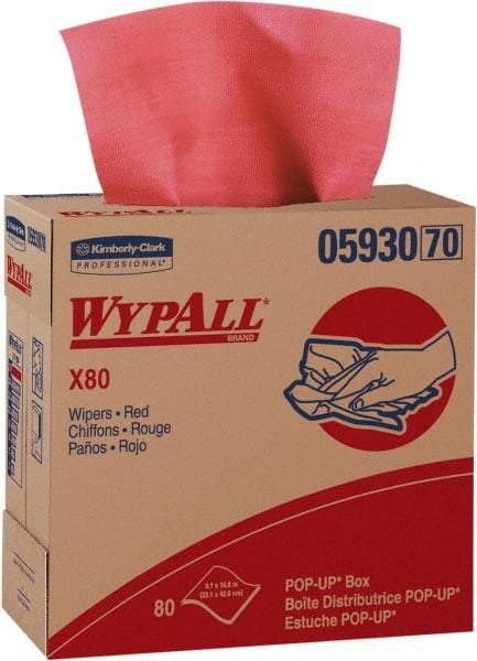 WypAll - Dry Shop Towel/Industrial Wipes - Pop-Up, 16-3/4" x 9" Sheet Size, Red - Exact Tool & Supply