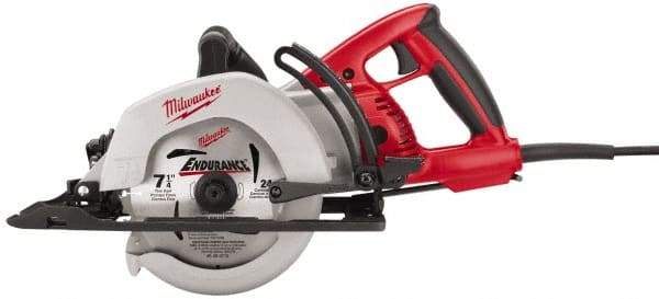 Milwaukee Tool - 15 Amps, 7-1/4" Blade Diam, 4,400 RPM, Electric Circular Saw - 120 Volts, Diamond Arbor Hole, Left Blade - Exact Tool & Supply