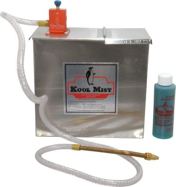 Kool Mist - 1 Outlet, 1 Gal Tank Capacity, Stainless Steel Tank Mist Coolant System - 4' Coolant Line Length, 6" Hose Length, 5/16" Nozzle Diam - Exact Tool & Supply