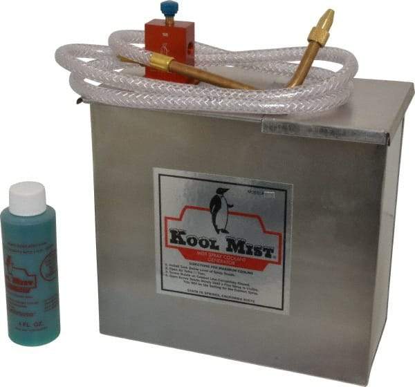 Kool Mist - 1 Outlet, 1 Gal Tank Capacity, Stainless Steel Tank Mist Coolant System - 4' Coolant Line Length, 6" Hose Length, 5/16" Nozzle Diam - Exact Tool & Supply