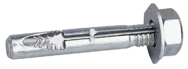 Wej-It - 3/8" Diam, 3/8" Drill, 3-1/2" OAL, Wedge Expansion Concrete Anchor - Steel, Zinc-Plated Finish, Hex Nut Head, Hex Drive, 3/4" Thread Length - Exact Tool & Supply