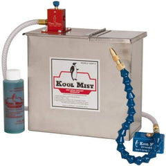 Kool Mist - 1 Outlet, 3 Gal Tank Capacity, Stainless Steel Tank Mist Coolant System - 4' Coolant Line Length, 18" Hose Length, 5/16" Nozzle Diam - Exact Tool & Supply