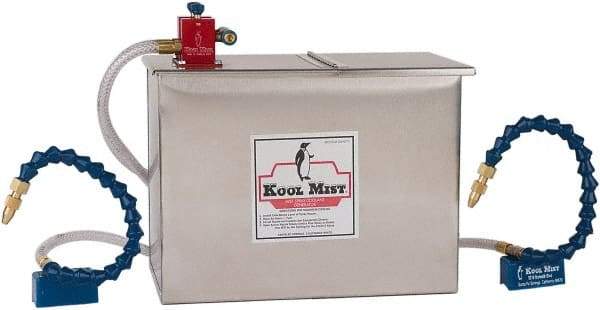 Kool Mist - 4 Outlet, 3 Gal Tank Capacity, Stainless Steel Tank Mist Coolant System - 4' Coolant Line Length, 12" Hose Length, 5/16" Nozzle Diam - Exact Tool & Supply