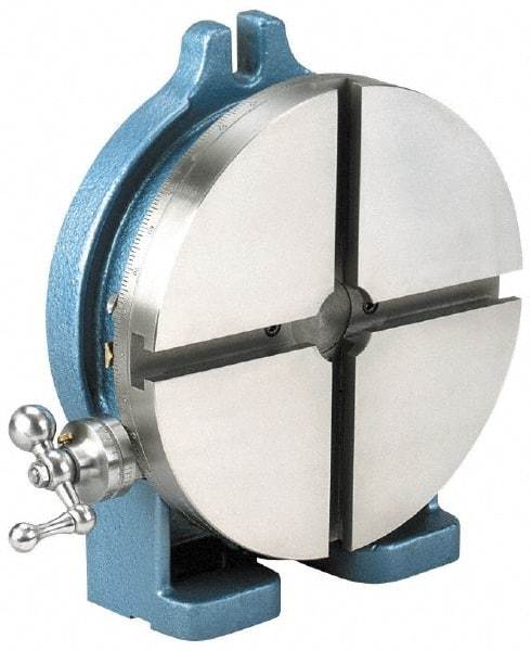 Palmgren - 8" Table Diam, Horizontal & Vertical Rotary Machining Table - 3-1/2" Centerline Height, 1-5/8" Bore Diam, 5/8" T-Slot Width - Exact Tool & Supply