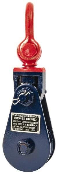 Value Collection - 8, 800 Lbs. Load Limit, Side Release Snatch Block - Single Sheave, 4-1/2 Inch Outside Diameter, Wire Rope, 3/8 Inch Diameter, Steel - Exact Tool & Supply
