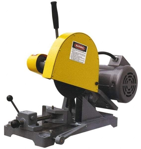 Kalamazoo - 10" Blade Diam, 5/8" Arbor Hole, Straight Chop & Cutoff Saw - 3 Phase, 3,450 RPM, 3 hp, 220/440 Volts, 1-1/2" in Solids at 90°, 2-1/2" in Pipe at 90° - Exact Tool & Supply