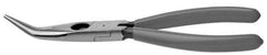Knipex - 8" OAL, Side Cutting Pliers - Standard Jaw, Snipe Nose with Cut, Curved Head - Exact Tool & Supply