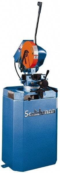 Scotchman - 2 Cutting Speeds, 14" Blade Diam, Cold Saw - 22 & 44 RPM Blade Speed, Floor Machine, 3 Phase, Compatible with Ferrous Material - Exact Tool & Supply