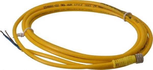 Brad Harrison - 4 Amp, M8 Female Straight to Pigtail Cordset Sensor and Receptacle - 60 VAC, 75 VDC, 2m Cable Length, IP68 Ingress Rating - Exact Tool & Supply