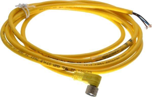 Brad Harrison - 3 Amp, M8 Female 90° to Pigtail Cordset Sensor and Receptacle - 60 VAC, 75 VDC, 2m Cable Length, IP67 Ingress Rating - Exact Tool & Supply